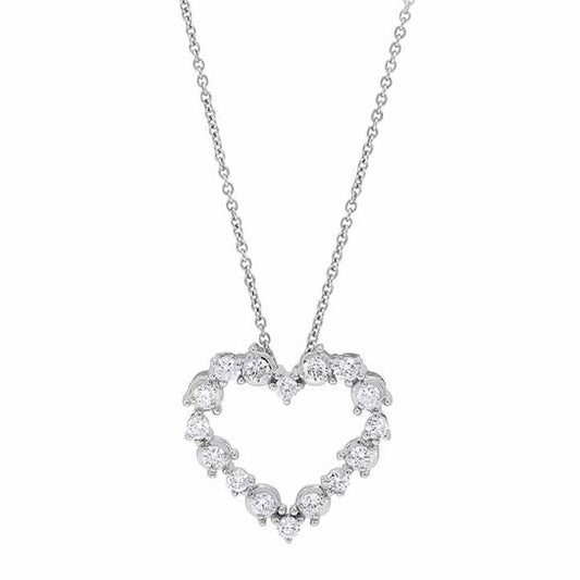 10K White Gold Diamond-Set Heart Necklace