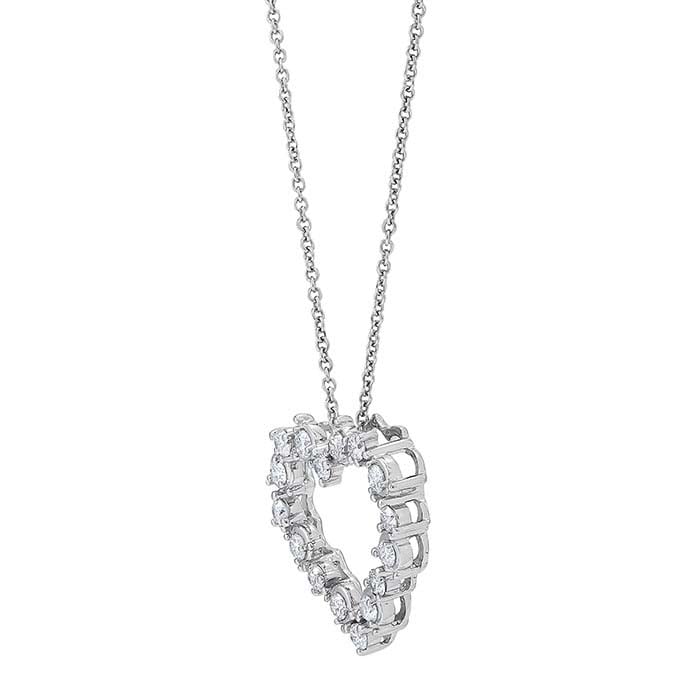 10K White Gold Diamond-Set Heart Necklace