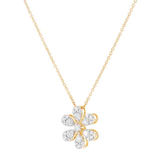 10K Yellow Gold Diamond-Set Flower Necklace