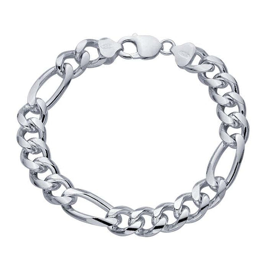 Sterling Silver 11mm Figaro Chain Bracelet