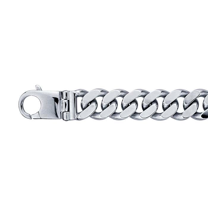 Sterling Silver 13.3mm Diamond-Cut Curb Chain Bracelet