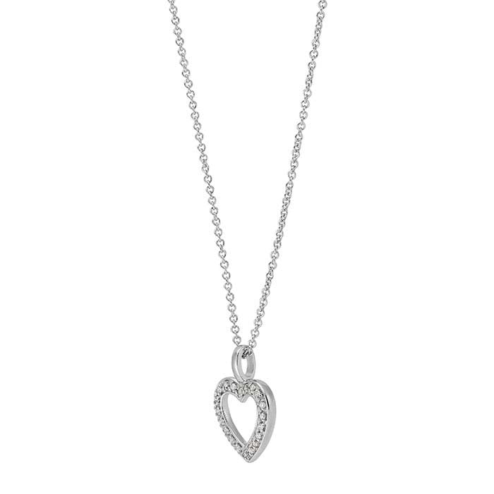 Sterling Silver 18" Diamond-Set Heart Necklace