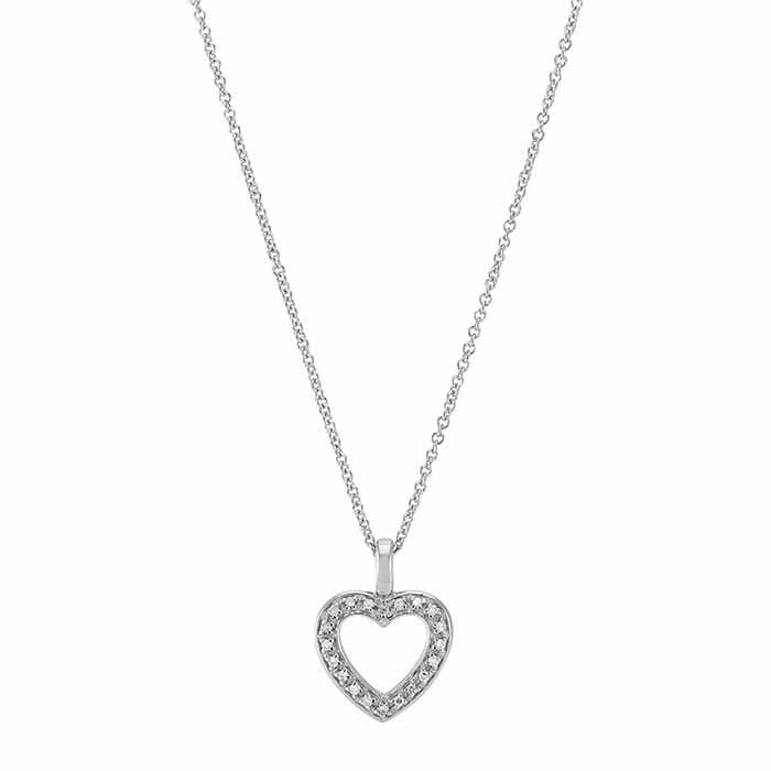 Sterling Silver 18" Diamond-Set Heart Necklace