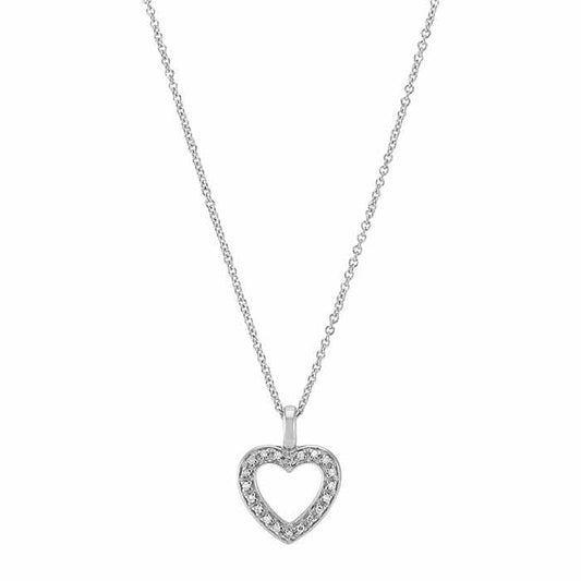 Sterling Silver 18" Diamond-Set Heart Necklace