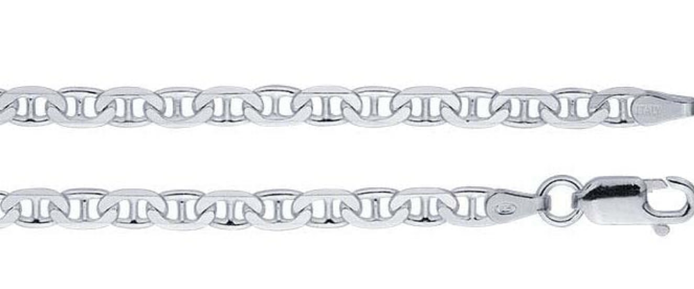 Sterling Silver 4mm Diamond-Cut Anchor Chain 18"