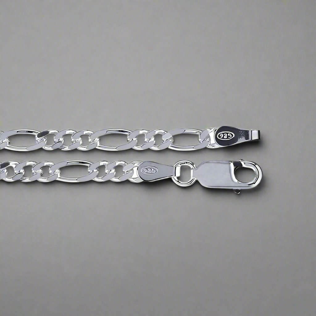 Sterling Silver 3mm Diamond-Cut Figaro Chain