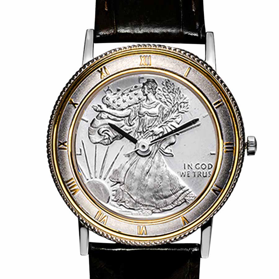 Walking Liberty 1/10 oz Silver Leather Band Watch